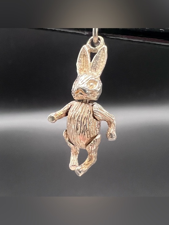 925 Sterling Silver Jewelry - Sterling Silver Articulated Bunny Charm